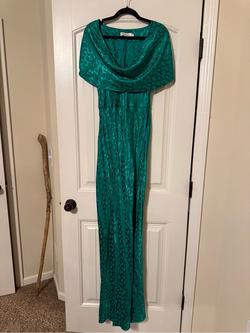 Rat & Boa Teal Satin Polka-Dot Dress